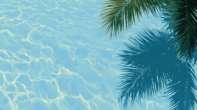 Rippling azure water with dappled light and palm frond shadow
