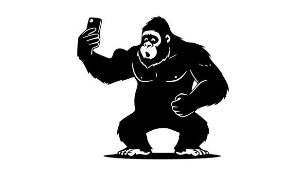 Imagine prompt: minimalist vector graphic of a gorilla taking