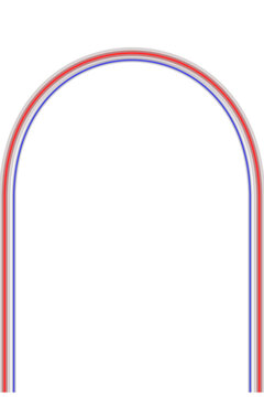 Neon arch art frame. Isolated transparent PNG 80s retrowave glowing border overlay.