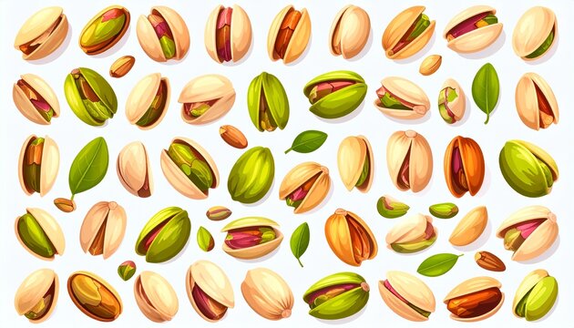 Colorful autumn leaves scattered on white background.