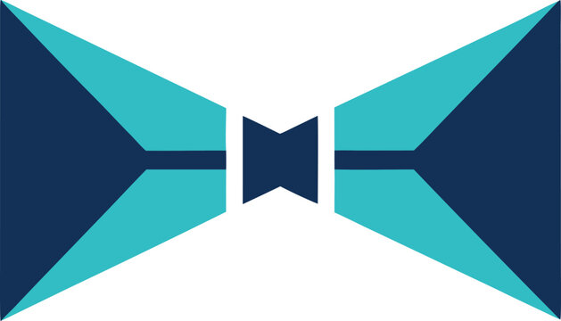 Modern blue and teal bowtie icon design isolated on transparent background, Vector
