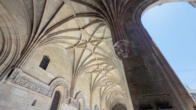 Intricate gothic vaulting in the historic cloister.