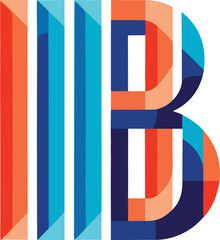 Colorful abstract letter b logo design with geometric stripes isolated on transparent background, Vector © Orpita