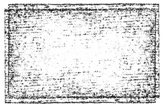 detail scan of a distressed ink pad impression on rough paper, isolated as a transparent PNG asset. Featuring dense grain, worn ink coverage, speckled texture, and authentic printing imperfections.