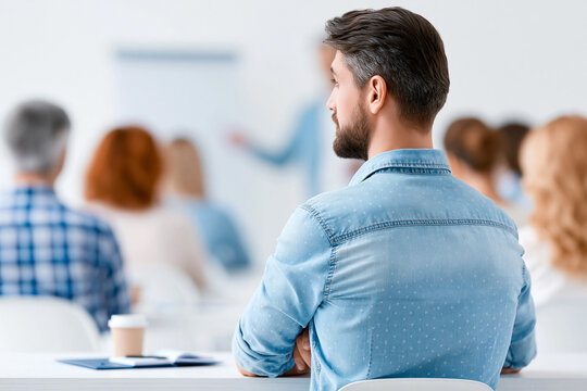 A financial expert presents a complex investment strategy on a whiteboard, with attendees taking notes and asking questions. The scene includes generous copy space, perfect for highlighting the