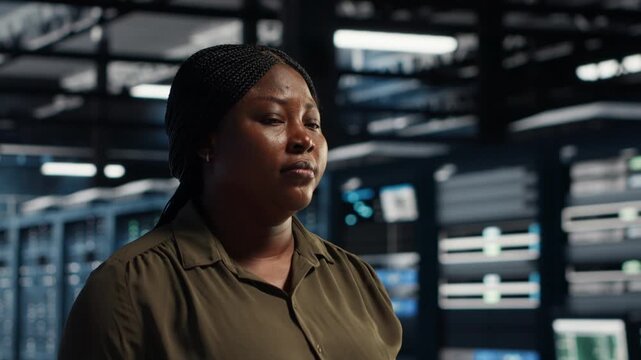 Data center admin runs equipment checkups in a data center, supporting equipment checkups, infrastructure maintenance, disaster recovery and reliable server infrastructure management.