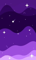 Fototapeta premium Abstract Purple Space Background with Wavy Shapes and Pixel Stars