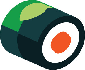 Fresh sushi roll icon with salmon and seaweed isolated on transparent background, Vector © Orpita