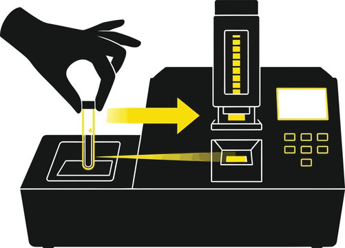 Laboratory test tube being placed into analysis machine