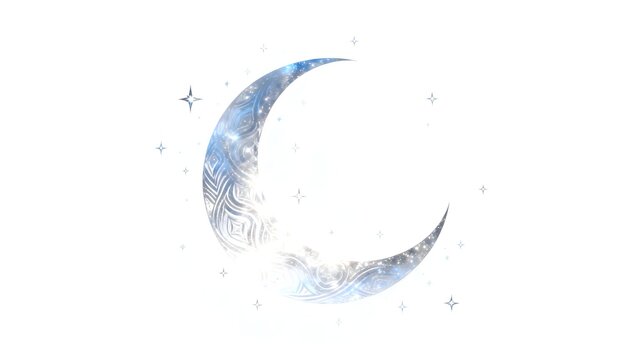 Crescent moon with starry background