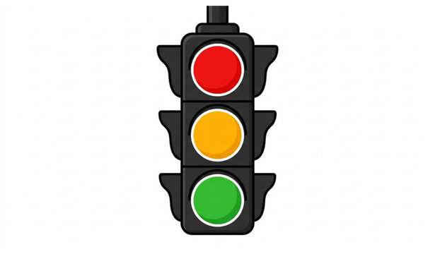 Modern Traffic Signal Vector Illustration with Red Yellow Green Lights Flat Clip Art