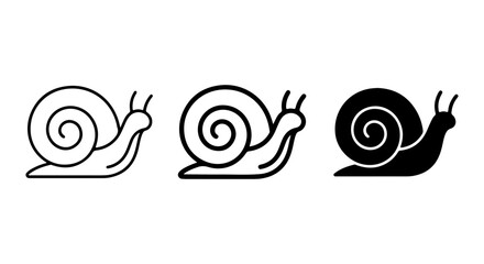 Snail Icons Set, Simple Outline and Silhouette Vector Graphics, Minimalist Mollusk Illustrations © sahid