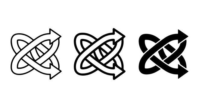 Interlocking Arrows Symbol Set, Circular Motion Icons, Infinite Loop Graphics, Repeat Cycle Vector