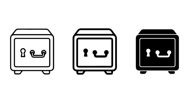 Secure Safe Icons, Financial Vault Vector Graphics, Security Deposit Box Illustrations