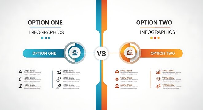 Comparison infographic template with option one versus option two layout.