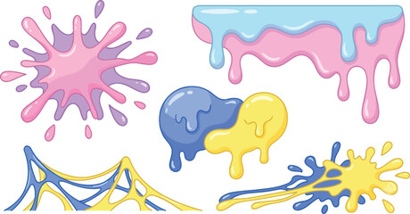Fototapeta premium Set of Playful Melting Slime Graphics