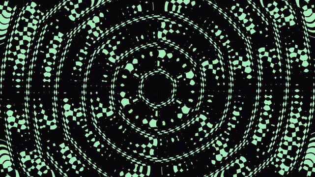 Abstract Psychedelic Pattern: A mesmerizing geometric pattern in luminous turquoise and black, creating a psychedelic and hypnotic visual experience.