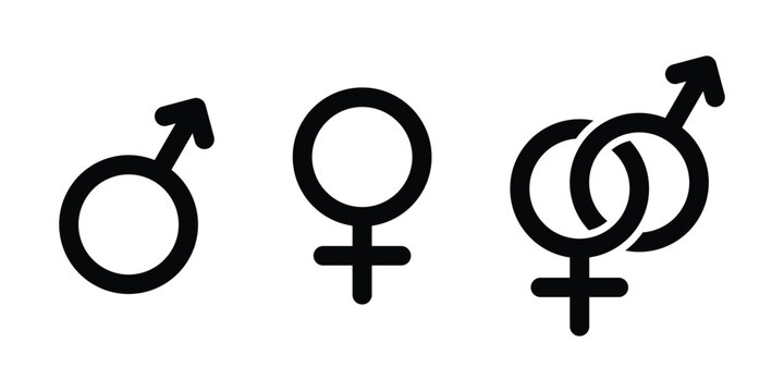 Gender vector icons set. Male, Female, Gay symbol. with men and women gender symbols vector illustration.