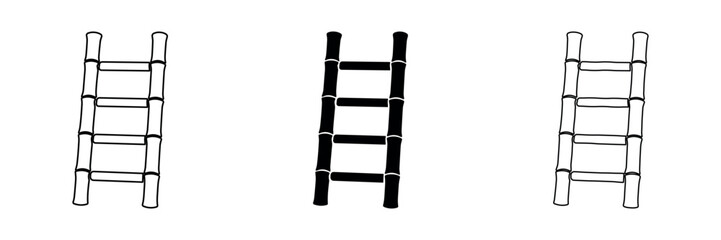 Three bamboo ladders in different styles: outline, solid, and hand drawn © Ophelia