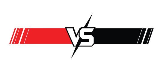 Versus Symbol graphic: A bold graphic featuring the word VS in a striking font, positioned between segments of red and black with subtle striped detailing, symbolizing competition and opposition. © SHUVO