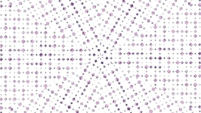 Geometric Pattern: A symmetrical arrangement of small purple diamond and circle shapes forms a radial pattern, creating a visually engaging abstract design.