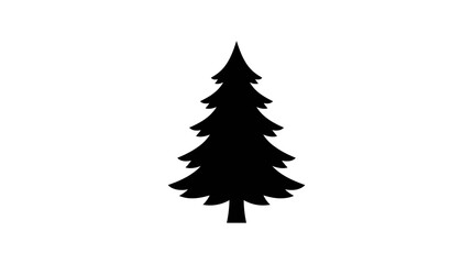 Obraz premium Black pine tree silhouette, Christmas tree icon, vector tree symbol, minimalist evergreen