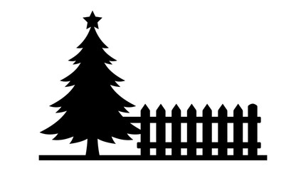 Obraz premium Christmas tree, black silhouette, festive icon, holiday symbol, vector graphic