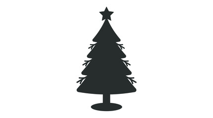Fototapeta premium Black Christmas tree icon, silhouette, vector graphic, holiday symbol