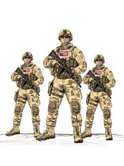 Fototapeta premium USA MILITARY TROOPS PNG, USA MILITARY FORCE PNG, ARMED FORCE