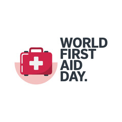 Fototapeta premium World First Aid Day conceptual illustration with a medical kit icon.