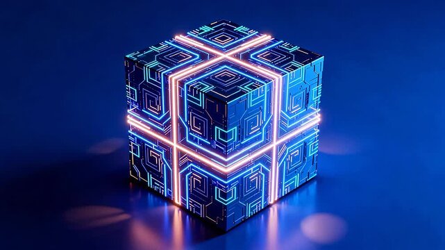 Futuristic glowing cube design