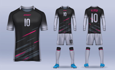Obraz premium t-shirt sport design template, Soccer jersey mockup for football club. uniform front and back view. 