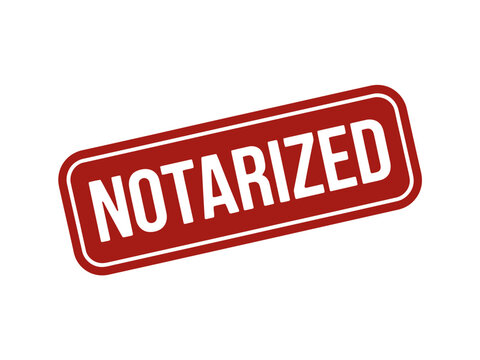 Red notarized rubber stamp vector icon for official legal document certification