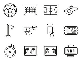 Football and Soccer Match Icons Collection – Modern Outline Style © Efdaner Studio