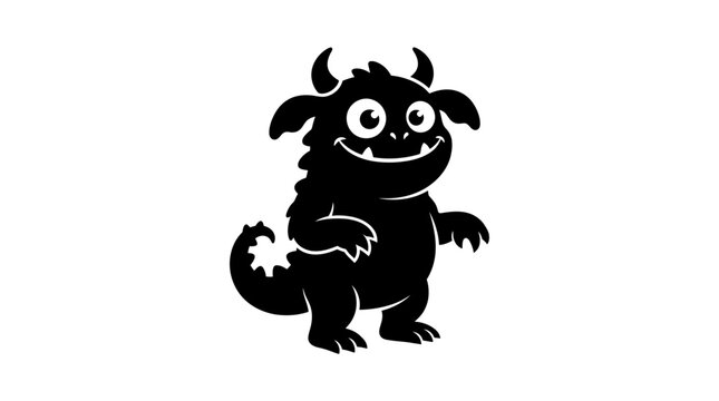 Helloween Black cartoon monster, cute devil creature, Halloween icon, vector illustration Vector