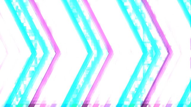 Abstract Chevron Pattern: A vibrant and energetic abstract pattern featuring overlapping chevron shapes in bright cyan and magenta hues, creating a dynamic visual effect on a clean white background.