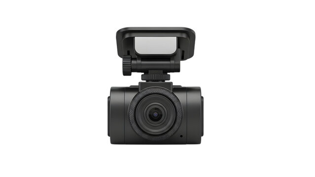 Black car dash camera for vehicle recording isolated on transparent background