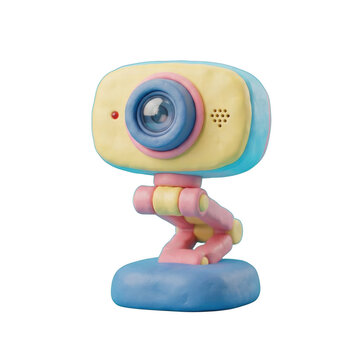 Clay modeled webcam isolated on black background