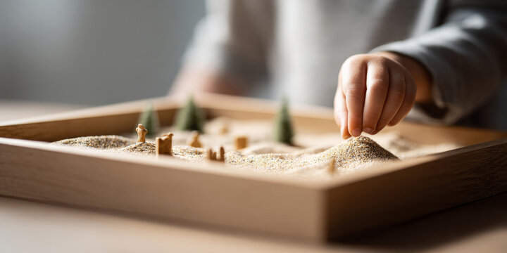Child playing with sand tray therapy