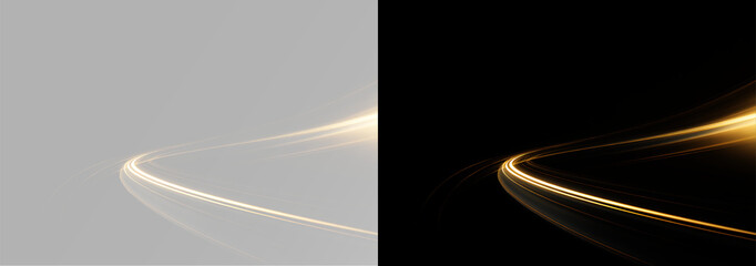 golden light ribbon with glowing streak and sparkling energy trail © theladydarina