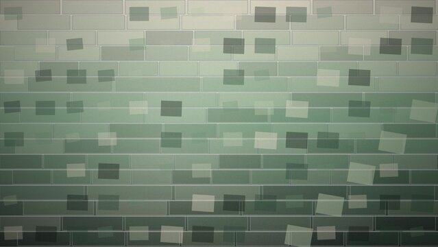 Green brick wall with translucent squares