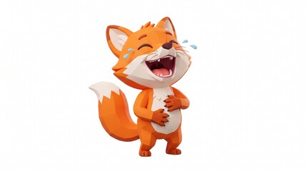 Fototapeta premium Happy Cartoon Fox Laughing Joyfully Flat Design Illustration