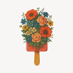 Fototapeta premium Floral bouquet popsicle illustration