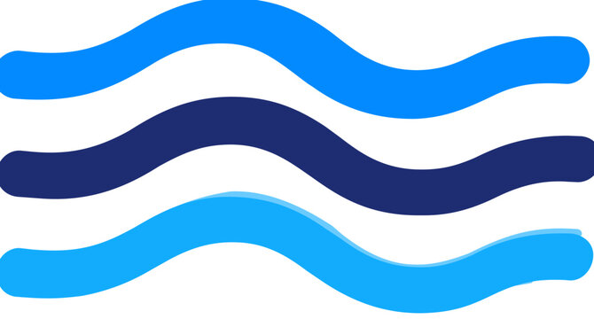 A clean flat vector line icon of a minimal sea wave, suited for resort branding, marine education materials, and coastal map legends.
