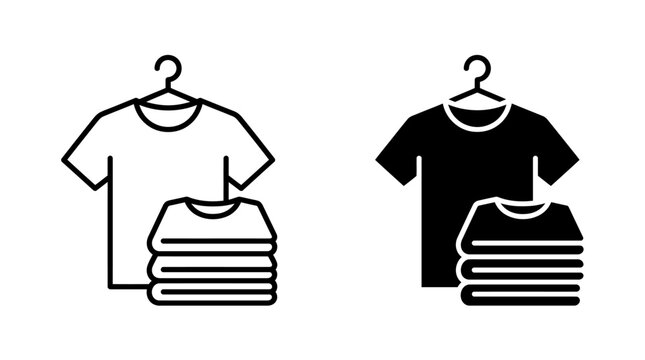 T shirt hanger and folded clothing icons
