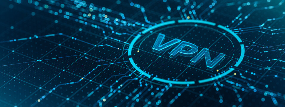 VPN Encryption Interface on Blue Digital Circuit Network