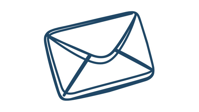 Hand drawn envelope vector icon illustration, tilted outline mail symbol for email, newsletter, contact forms, digital correspondence, postal messaging, clean scalable communication design