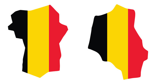 Belgium map silhouettes with national flag. Belgium map silhouettes with flag for geography and travel themes