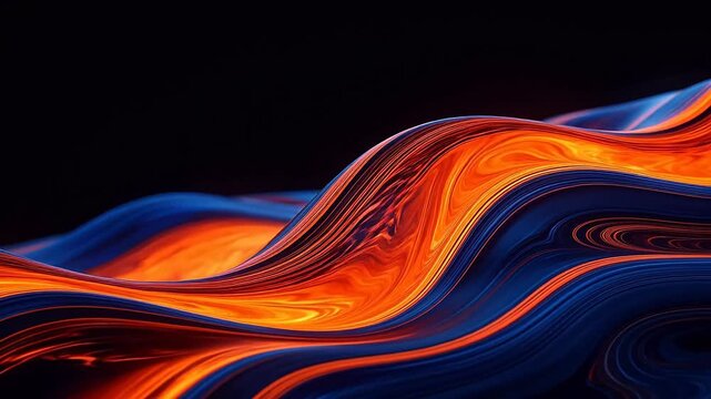 Abstract flowing orange and blue waves