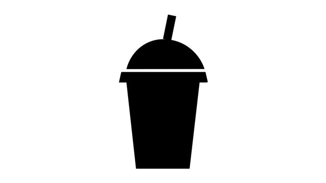 Clean flat vector line icon of a slushie cup with straw and icy drink, suited for summer menus, concession stands, and refreshment apps.